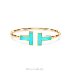 Tiffany Wide Turquoise Wire Bracelet Unisex 0J0F1293 Jewelry in 18k Gold