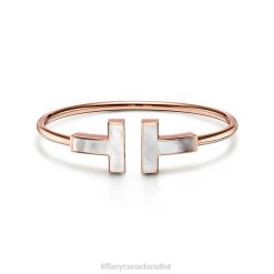 Tiffany Wire Bracelet Unisex 0J0F1326 Jewelry in Rose Gold with Mother-of-pearl, Wide