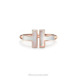 Tiffany Wire Ring Unisex 0J0F1541 Jewelry in Rose Gold with Mother-of-pearl