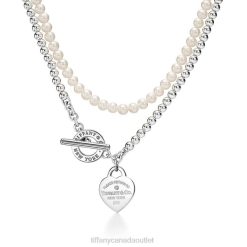 Tiffany Wrap Necklace Unisex 0J0F38 Jewelry in Silver with Pearls and a Diamond, Small