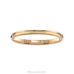 Tiffany X Closed Narrow Hinged Bangle Unisex 0J0F1223 Jewelry in Yellow Gold with Diamonds