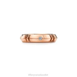 Tiffany X Closed Narrow Ring Unisex 0J0F1610 Jewelry in Rose Gold with Diamonds, 4.5 mm Wide