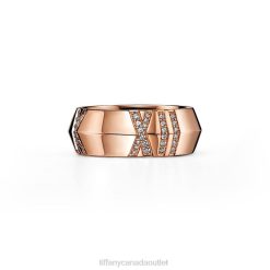 Tiffany X Closed Wide Ring Unisex 0J0F1525 Jewelry in Rose Gold with Diamonds, 7.5 mm Wide