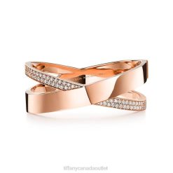 Tiffany X Wide Bracelet Unisex 0J0F1313 Jewelry in Rose Gold with Diamonds, Medium