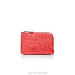 Tiffany Zip Card Case Unisex 0J0F2401 Accessories Hibiscus Red Leather
